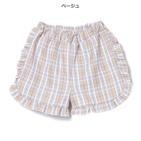 日本西松屋 - 百搭印花短褲-格紋-卡其