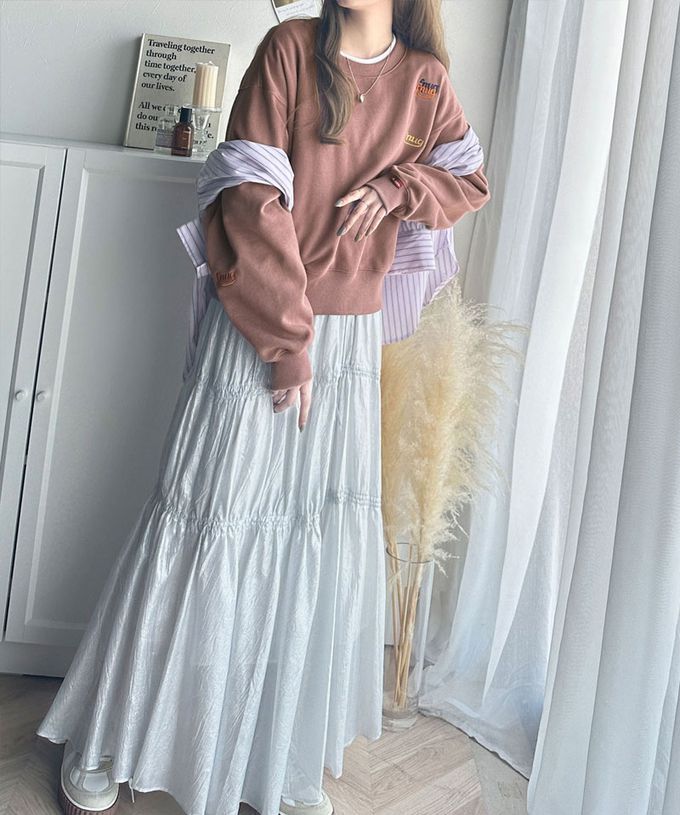 日本 Classical Elf - Java 裏起毛隨性logo長袖上衣-淺灰