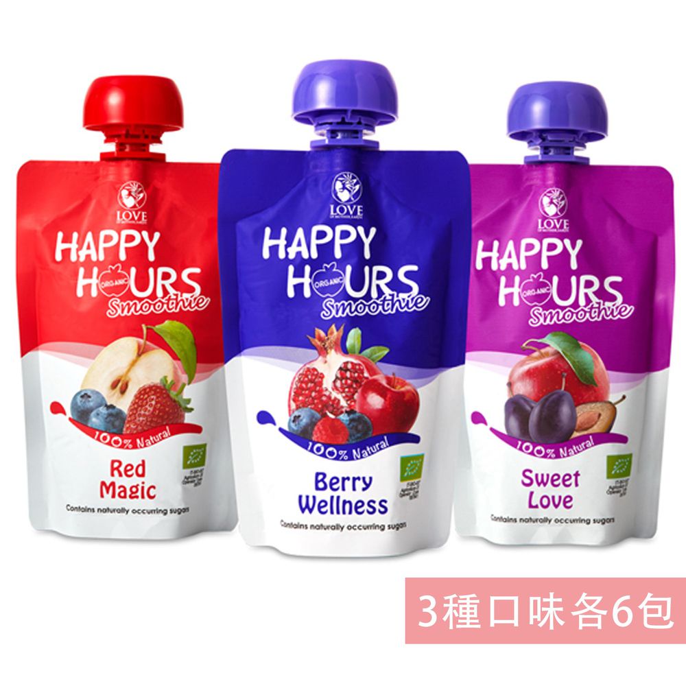 HAPPY HOURS - 【HAPPY HOURS】有機纖果飲 (3種口味各6包)-18包-100g/包*18