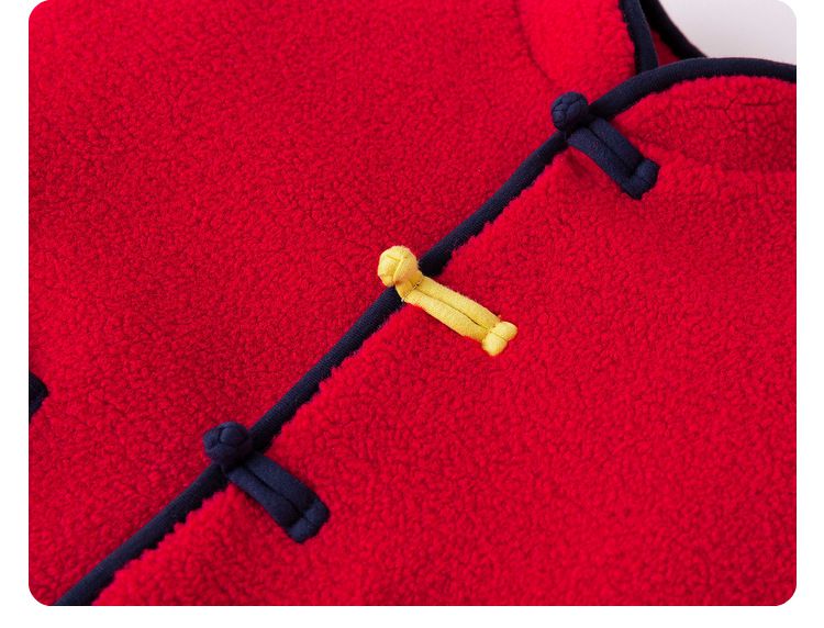 唐裝風夾棉長袖外套-英文字+年獸-深藍色