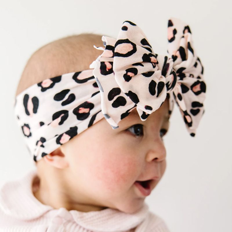 美國baby bling - 純手工極優雅細緻輕柔微彈性/毫無束縛感蝴蝶結髮帶/髮飾_印花菲比系列-小花豹