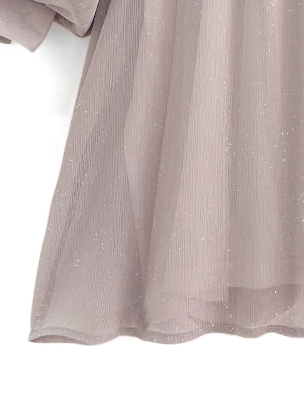 日本 GRL - 後綁帶柔美光澤雪紡泡泡袖上衣-香檳粉 (F)