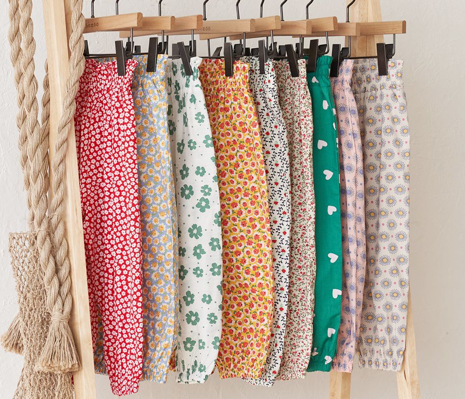 韓國 Bebezoo - 透氣純棉縮褲管防蚊褲-碎花米