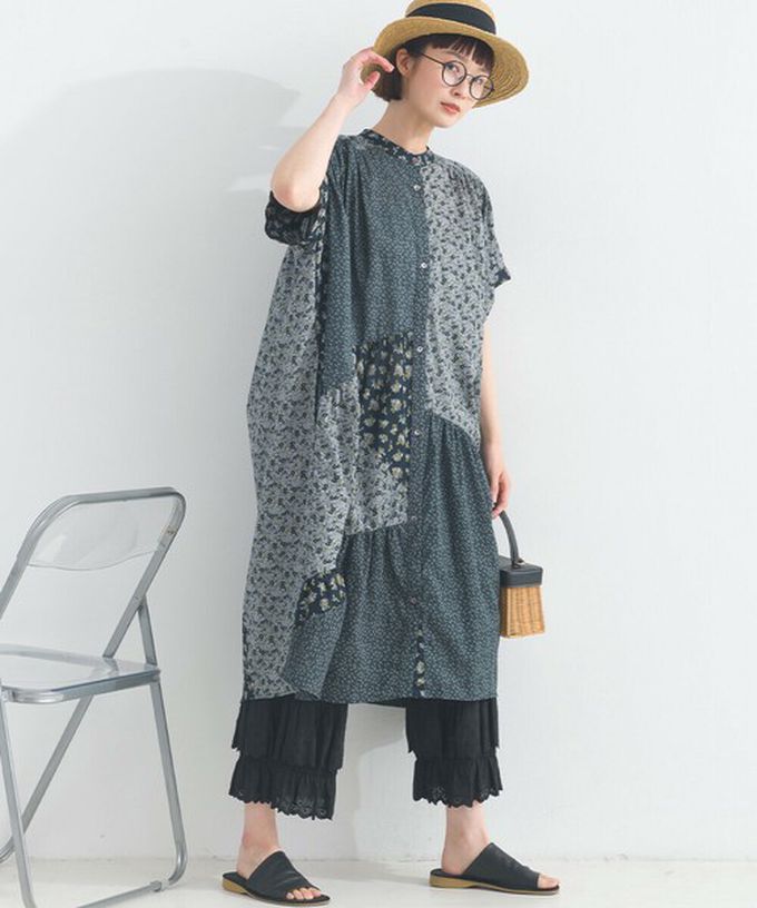 日本 Lupilien - 純棉巴里紗花朵拼布襯衫式洋裝-黃