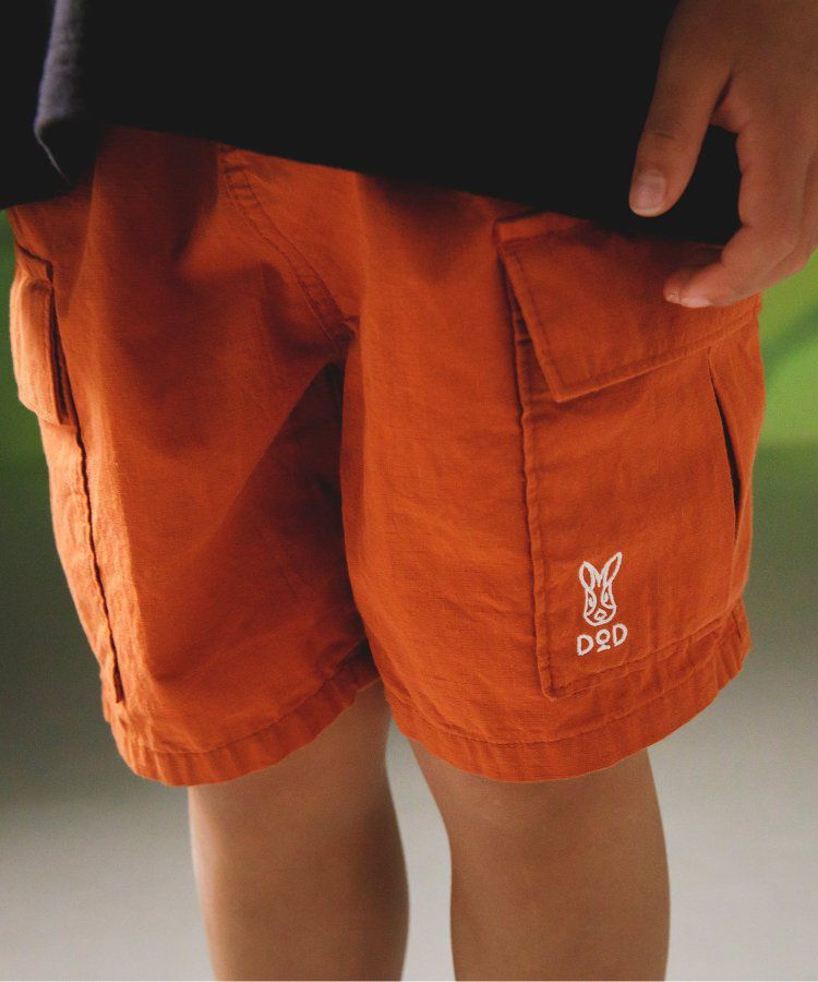 日本 BREEZE - 聯名款 口袋工裝風帥氣4分短褲-撞色-橘藍系