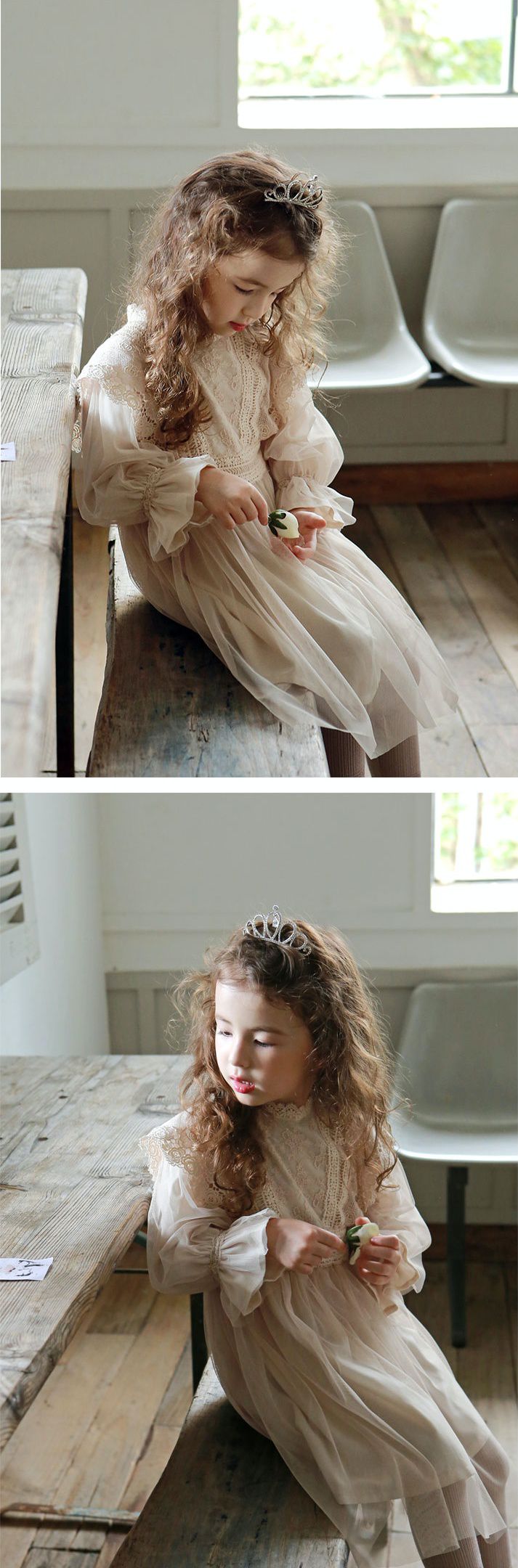 韓國 PuellaFLO - 垂墜水晶皇冠髮飾