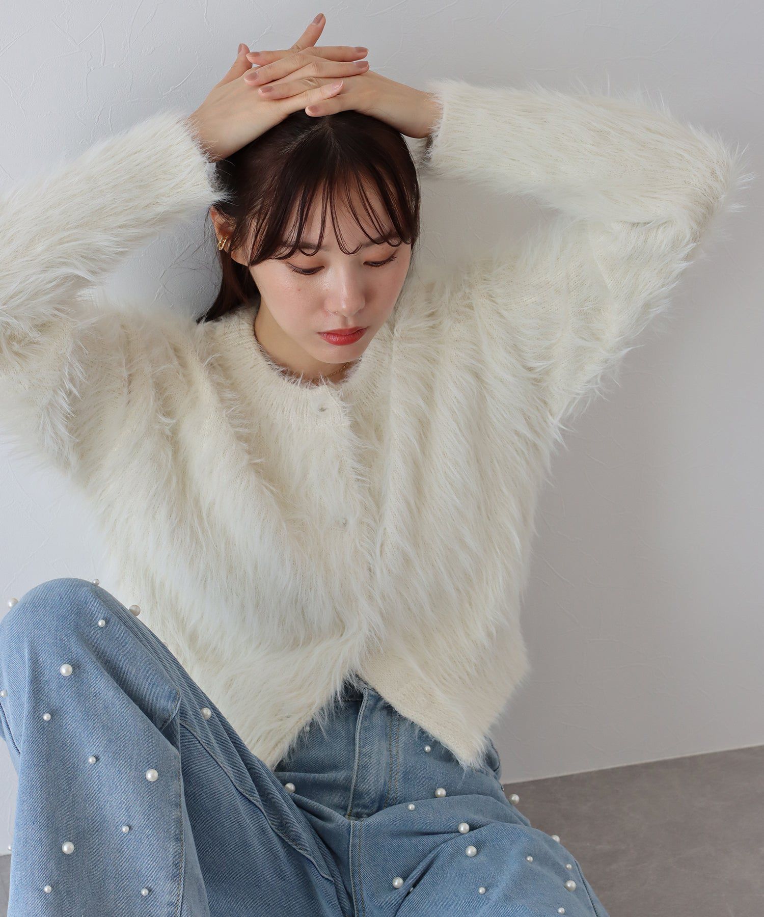 日本 BLUE EAST - 時尚毛絨感長袖外套-深灰