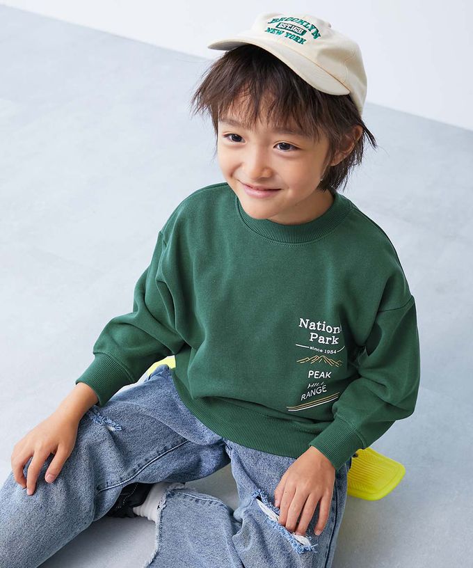 日本 devirock - 熱銷定番 印花縮口長袖上衣-National Park-燕麥