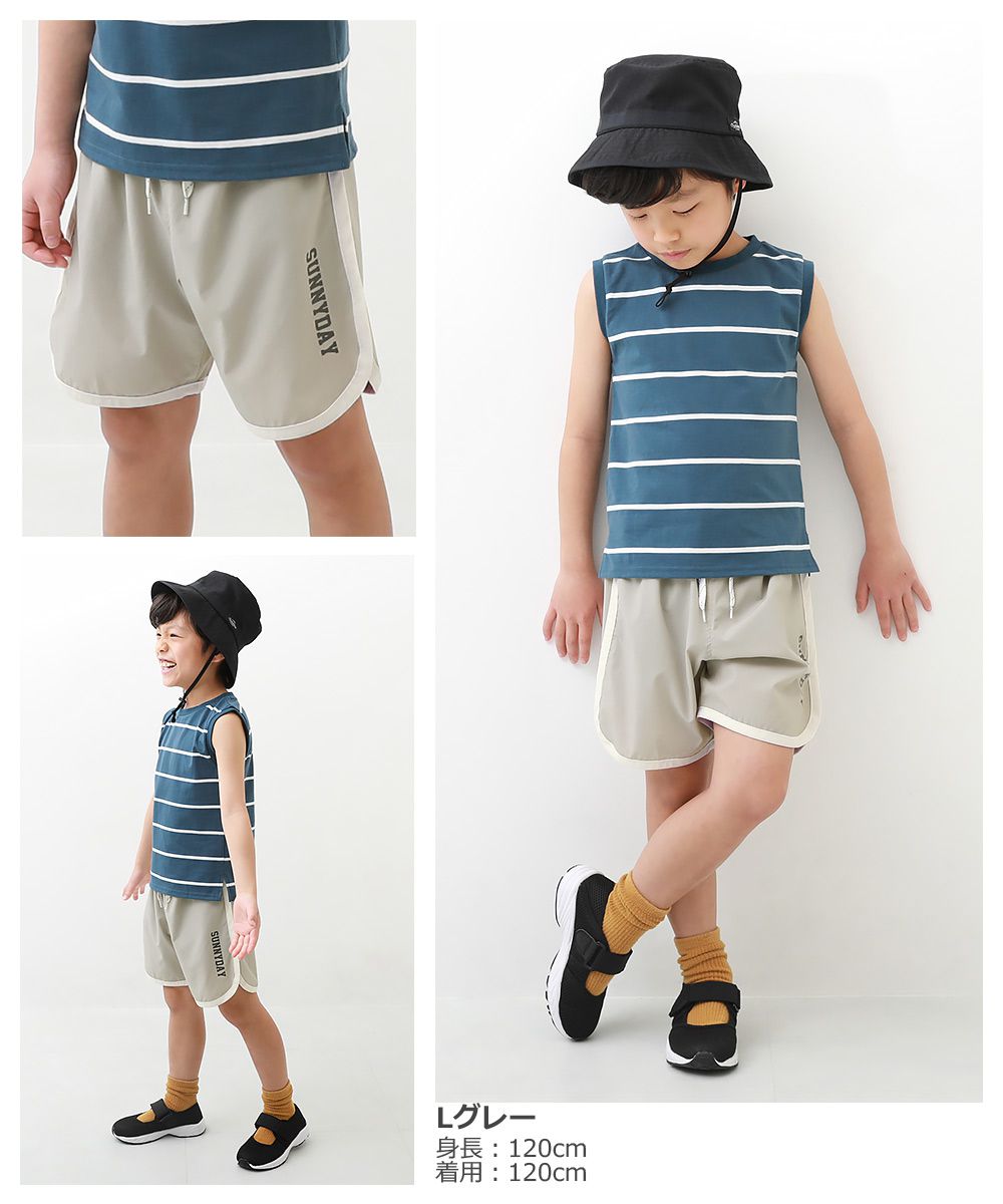 日本 devirock - 速乾撞色線條運動短褲-墨綠