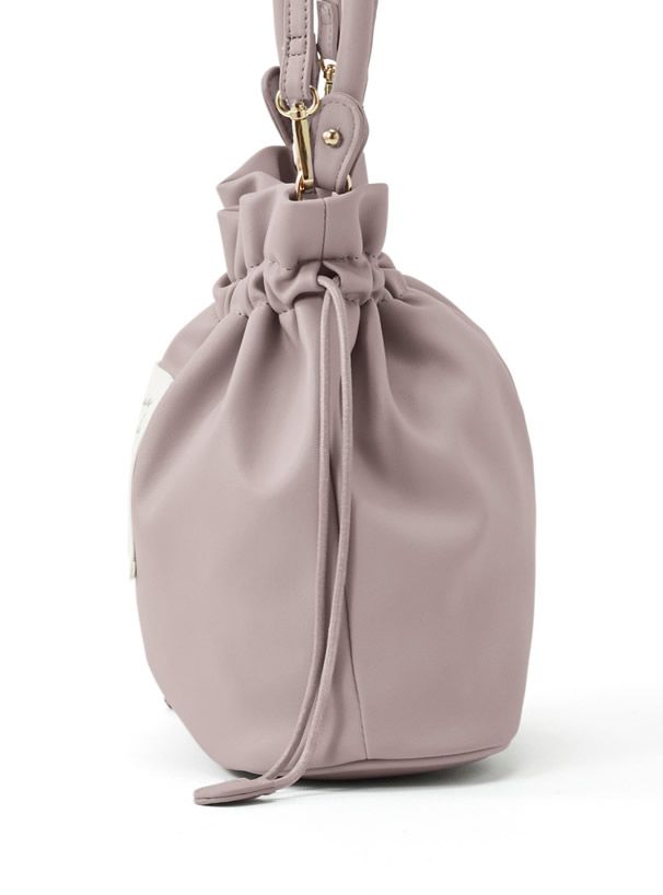 日本 GRL - 2way仿皮束口小手提包/側背包-銀