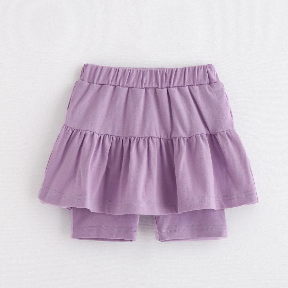 韓國 OZKIZ - 鬆緊腰層次蛋糕短褲裙-薰衣草紫