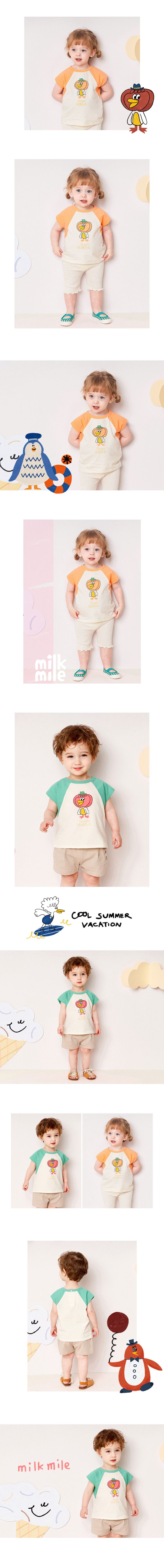 韓國 milk mile - 南瓜大嘴鳥圖案上衣-薄荷綠