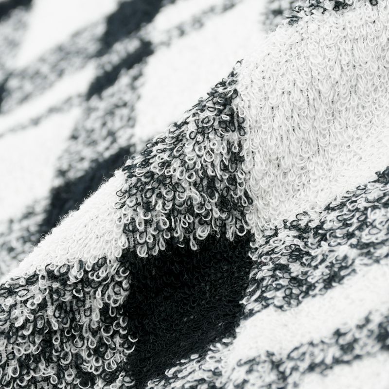 akachan honpo - 今治洗臉巾-格紋-黑色 (34×80cm)