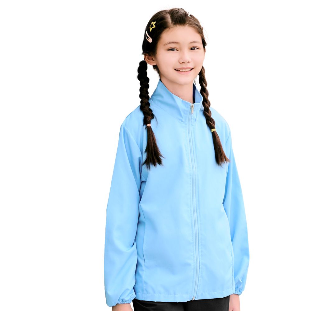 GIAT - UPF50+防潑水抗UV防風立領外套(兒童款)-天藍