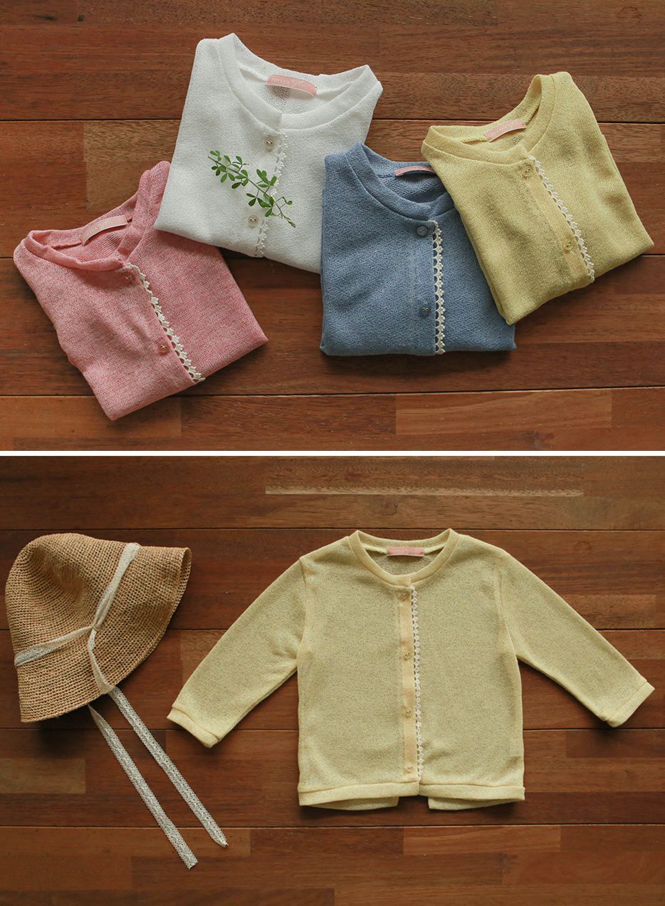 韓國 PuellaFLO - 蕾絲滾邊薄款小外套-鵝黃