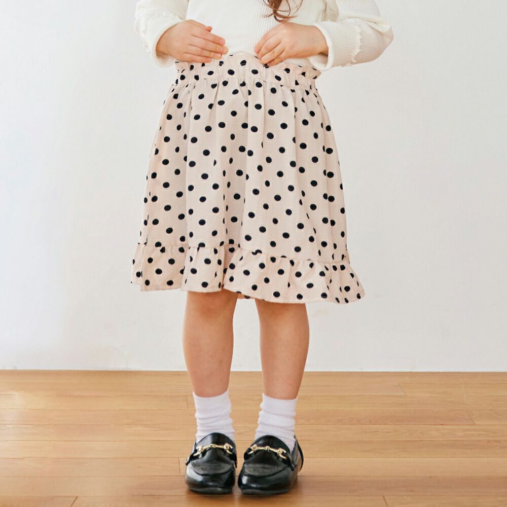 日本 evercloset - 小清新印花鬆緊圓裙(有打底褲)-小花-黃