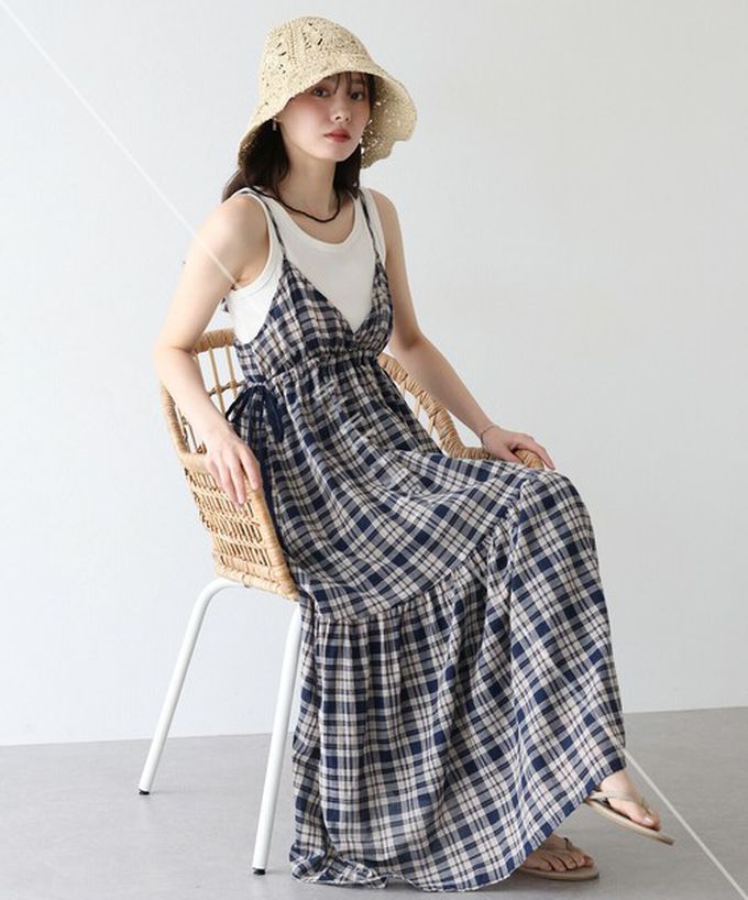 日本 BLUE EAST - 滿分可愛側蝴蝶結細肩帶洋裝-橘 (M)