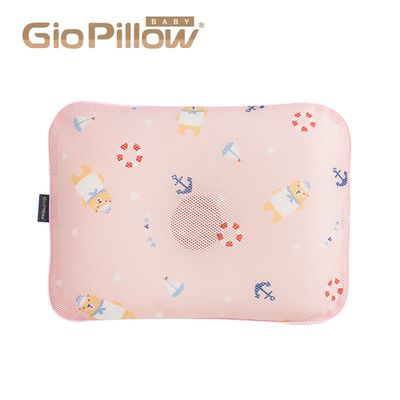 韓國 GIO Pillow - 超透氣護頭型嬰兒枕S/M號-水手熊粉