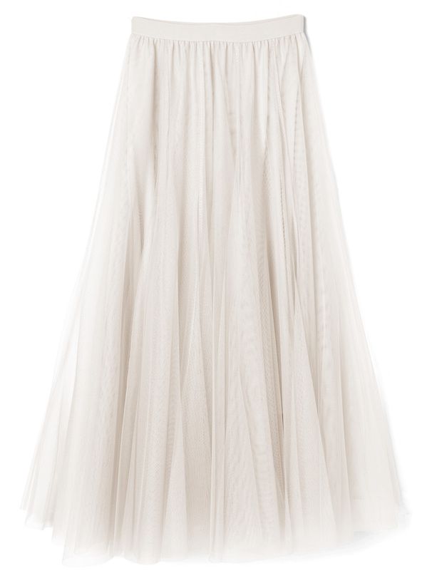 日本 GRL - 飄逸顯瘦雙層傘紗裙-灰摩卡 (M)