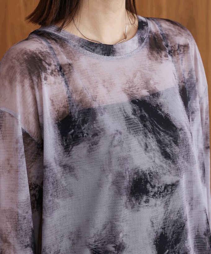 日本 Bab - 雲彩風格透膚美型長袖上衣-藍系