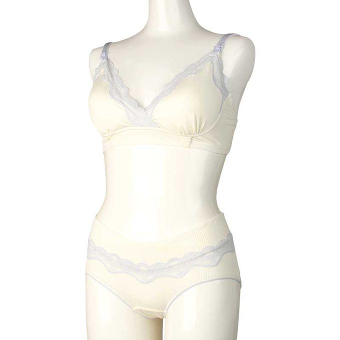 akachan honpo - 自然服貼胸罩 豐滿型-羅紋-米白色