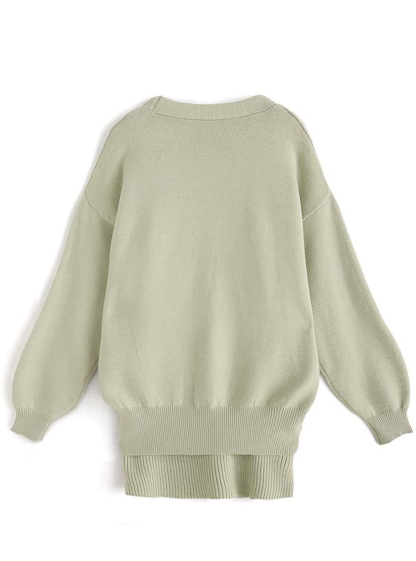 日本 GRL - 甜美針織洋裝+長版外套2件組-淺米杏