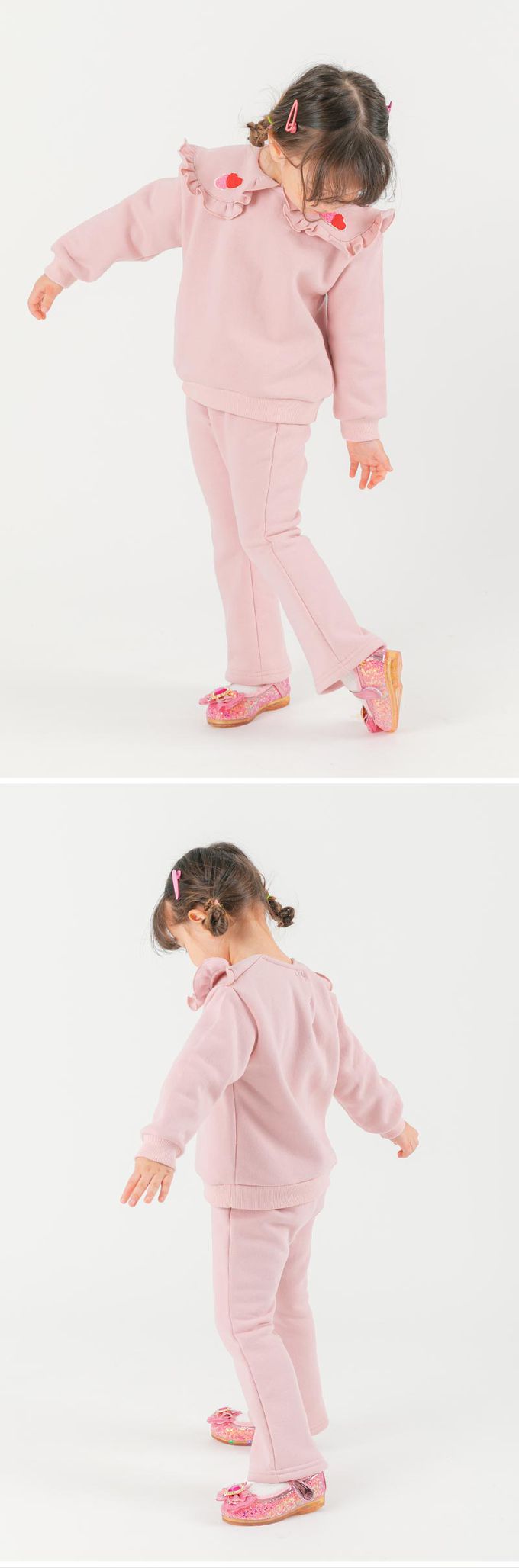 韓國 OZKIZ - (LED)愛心鑽亮片刷毛矮跟皮鞋-紫