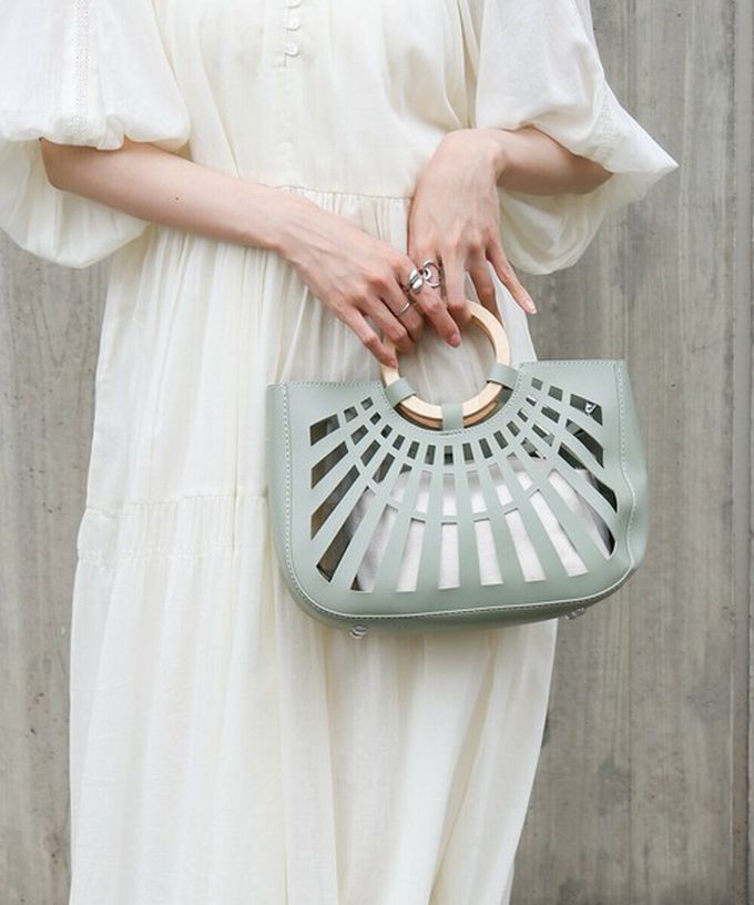 日本 Bab - 2way夏日竹柄鏤空手提/側背包-綠