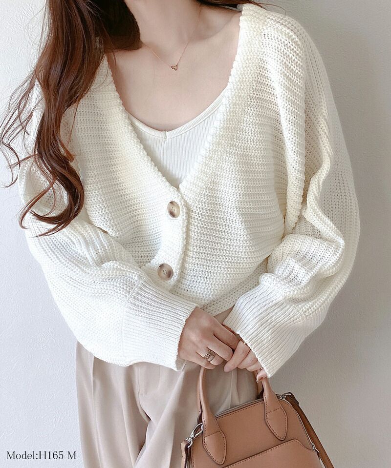 日本 Classical Elf - 可愛2WAY短版針織外套-淺米杏