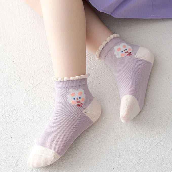 腳ㄚ子 - 幼/兒童棉質中筒襪 童襪 襪子 棉襪 兒童襪-溫柔紫花