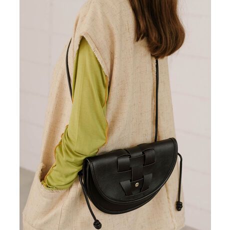 日本 Bab - 編織造型皮革半月小包-草綠