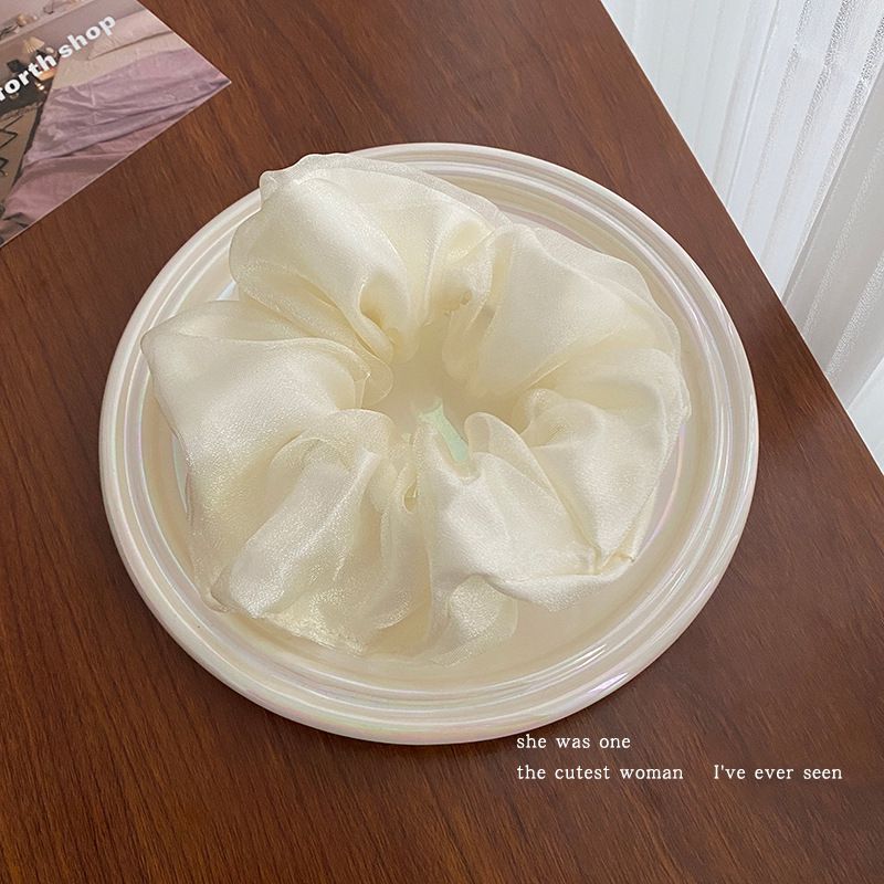 森林系雙層網紗大腸圈/髮圈-咖啡色