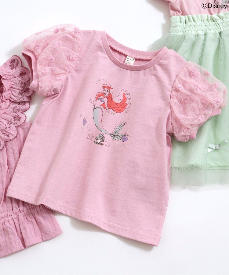 日本 apres les cours - 迪士尼 公主蕾絲澎澎短袖上衣-冰雪奇緣-水藍