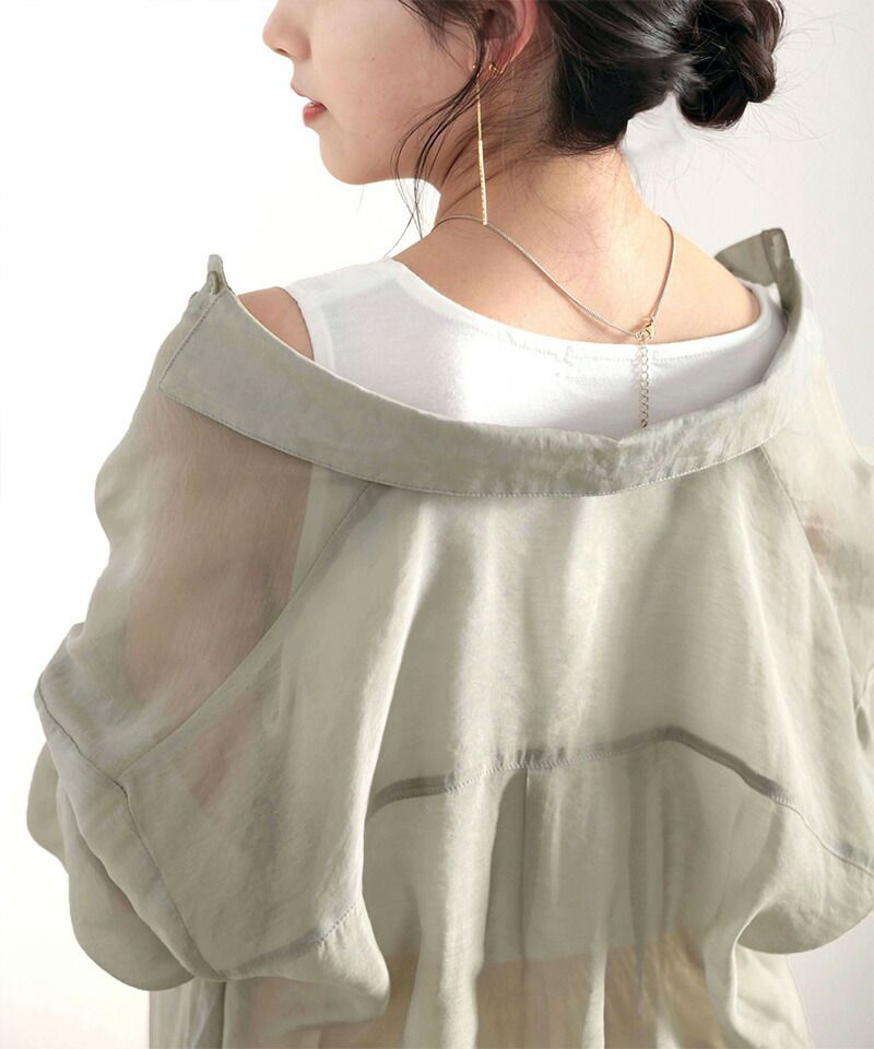 日本 Classical Elf - 百搭慵懶感透膚長袖襯衫-薰衣草