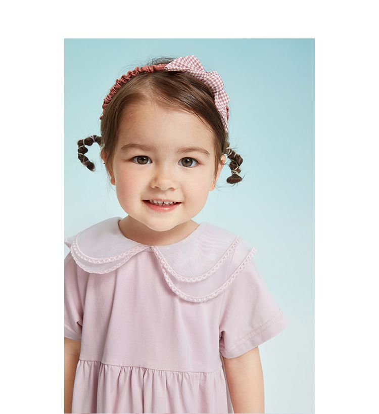 娃娃領公主袖連身洋裝-立體花朵-粉色