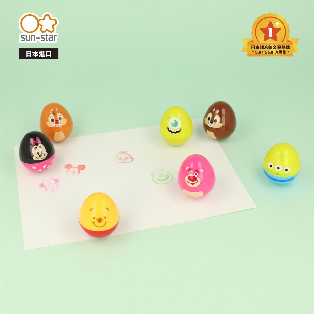 日本 SUN-STAR - 迪士尼可愛不倒翁造型印章組-米奇+米妮+奇奇+蒂蒂+維尼+三眼怪+熊抱哥+大眼仔