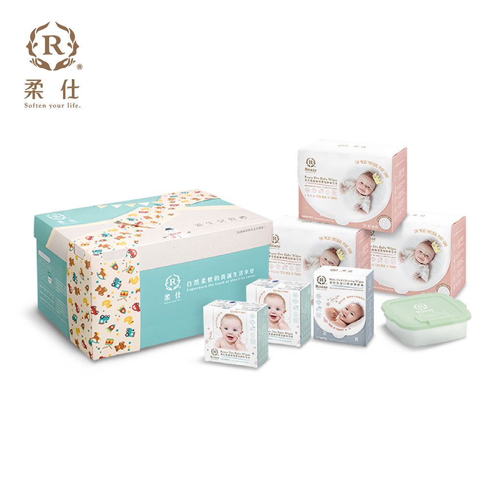 特級棉柔新生兒賀禮 / 乾濕兩用布巾彌月禮盒 新芽綠