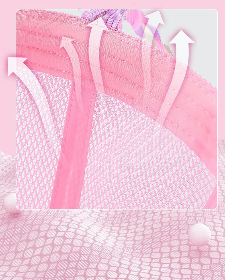 卡通公主兒童棒球帽-艾莎-頭紗款-粉色