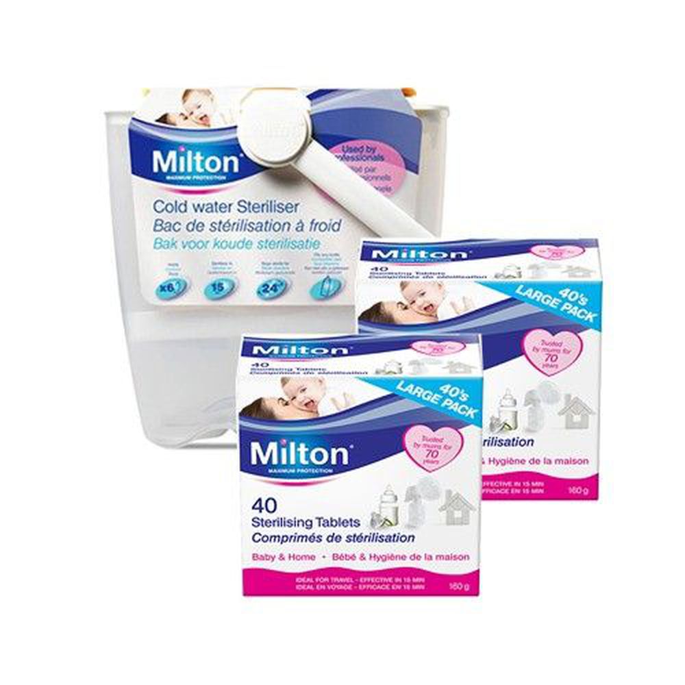 英國米爾頓 Milton - 奶瓶奶嘴消毒器+消毒錠(40入/盒)*2
