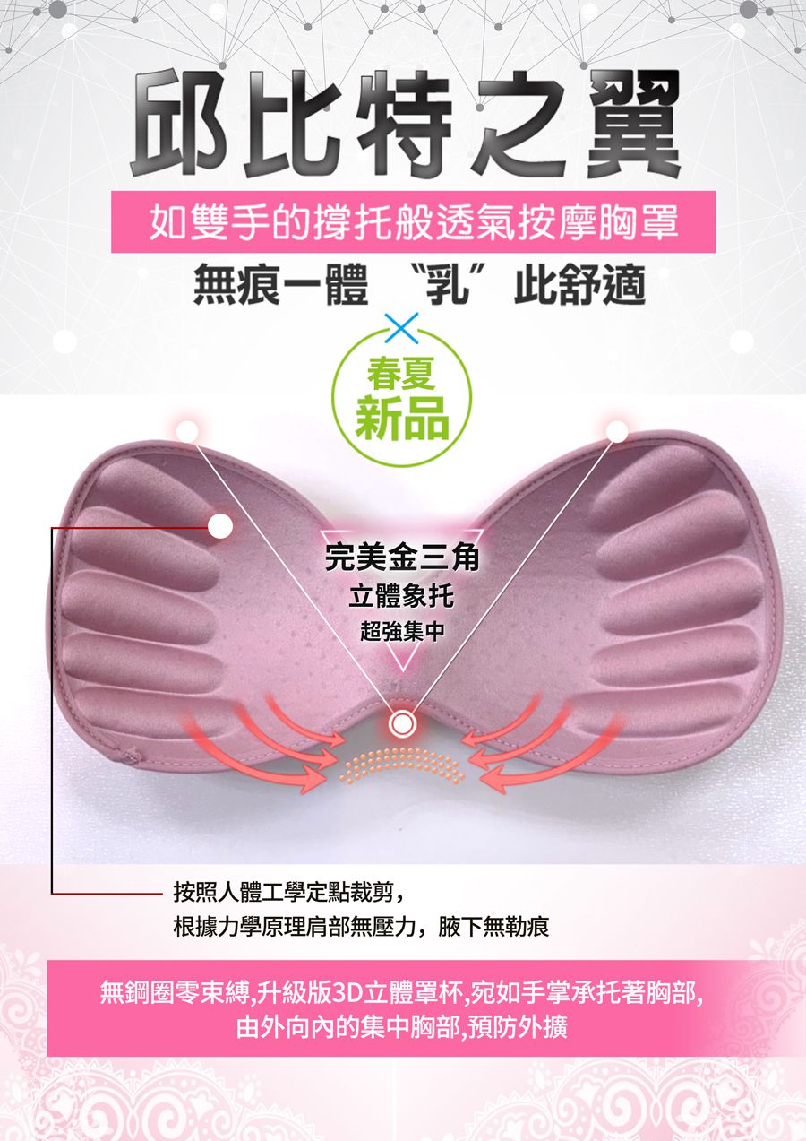 香茉 CHANMODE - 天使飛翼蕾絲裸感無痕內衣-貼合內衣款-黑/膚/灰-內衣x3件