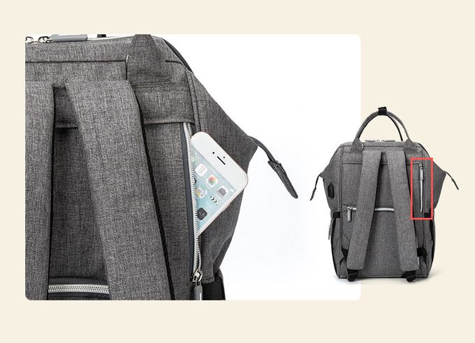 多功能防水後背包/媽媽包-迷彩款-灰色 (40x33x20cm)