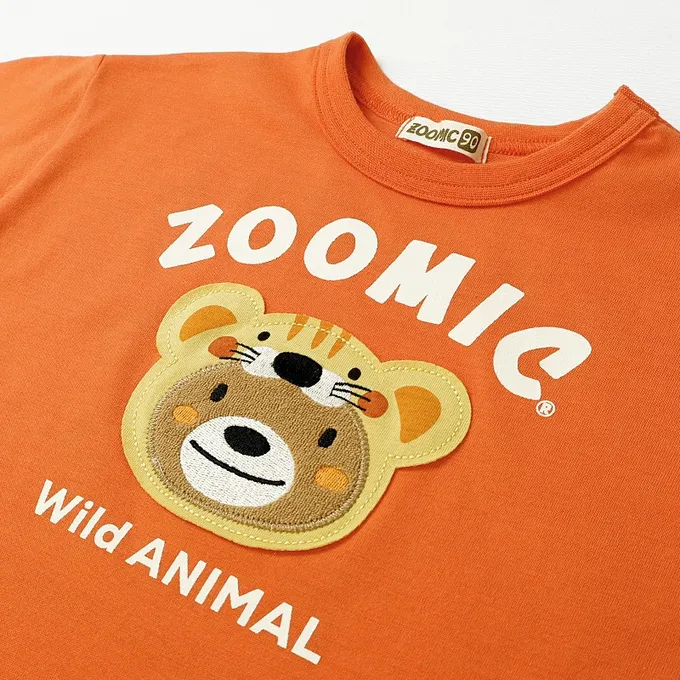 日本 ZOOLAND - 假面小熊層次感天竺棉短袖上衣-無尾熊-藍