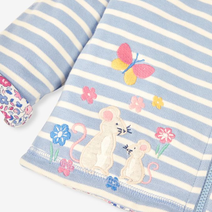 英國 JoJo Maman BeBe - 幼/兒童雙面穿100%純棉保暖連帽外套-紫羅蘭鼠