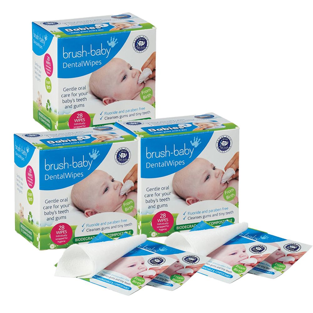英國 brush-baby - 安心刷潔牙手指棉套(單片包裝)-28片/盒-3盒促銷組