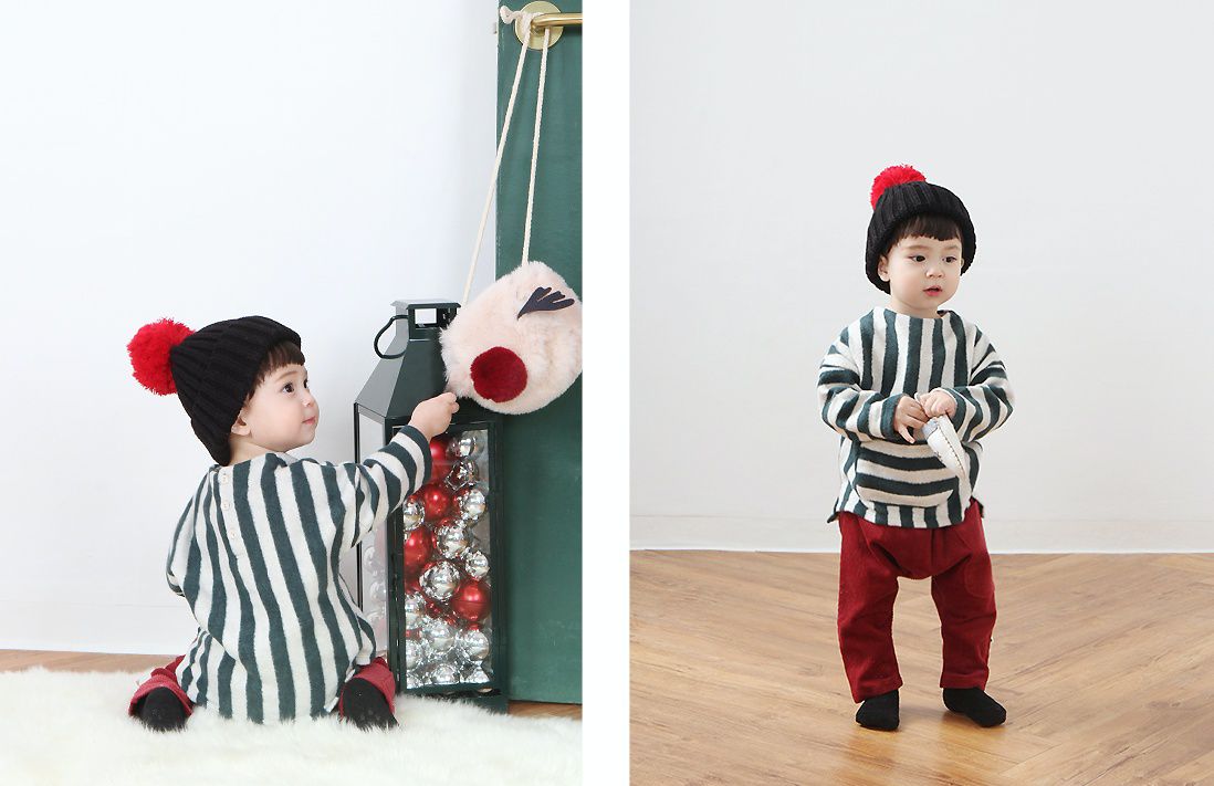 韓國 Babyblee - 大毛球針織毛線帽-藍 (FREE)