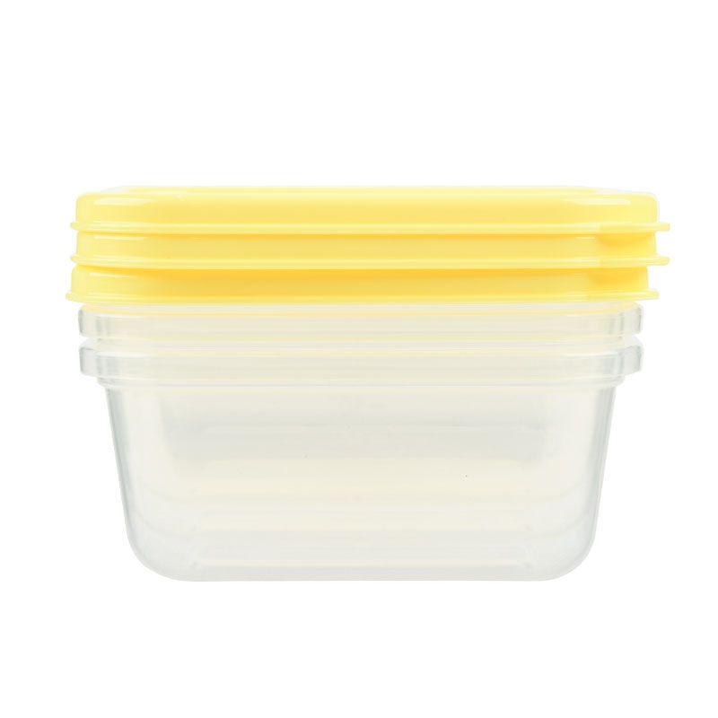 akachan honpo - 離乳食品保存容器-方形L號-黃色-3個入/150ml