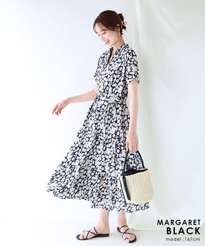 日本 BLUE EAST - 氣質小V領排釦短袖洋裝-木春菊-水藍 (M(Free))