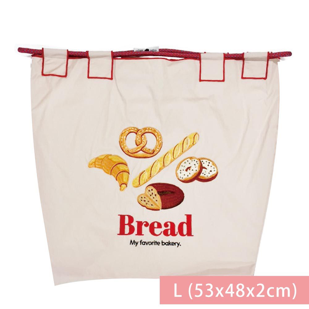 日本女裝代購 - eightbegin 粗繩刺繡購物袋/托特袋-美味麵包-米杏 (L(53x48x2cm))