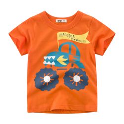 27KIDS - 純棉短袖上衣-瘋狂越野車-橘色