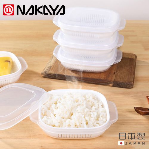 日本 NAKAYA - 日本製 可微波加熱雙層白飯保鮮盒340ML-4入組